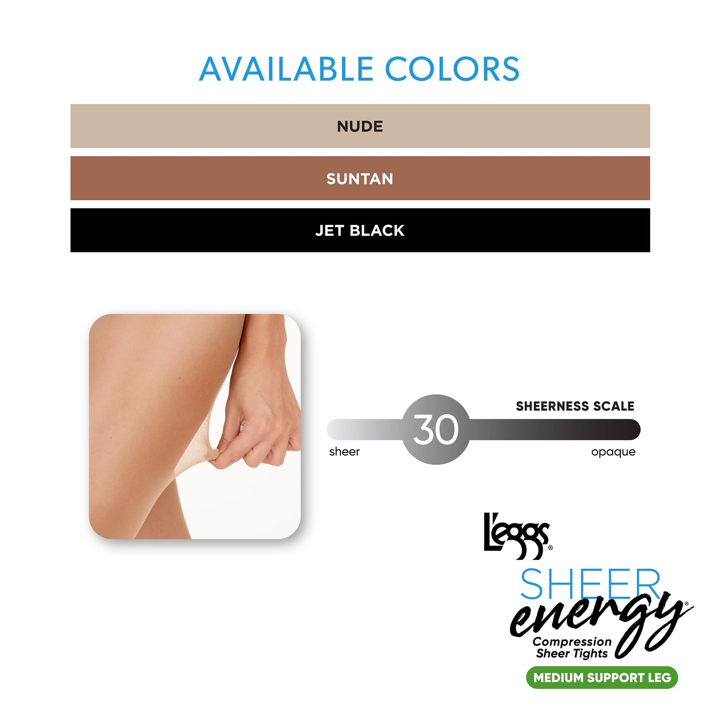 L'eggs Women's Energy Standard-Panty Sheer Toe Nylon Pantyhose, Suntan, Queen