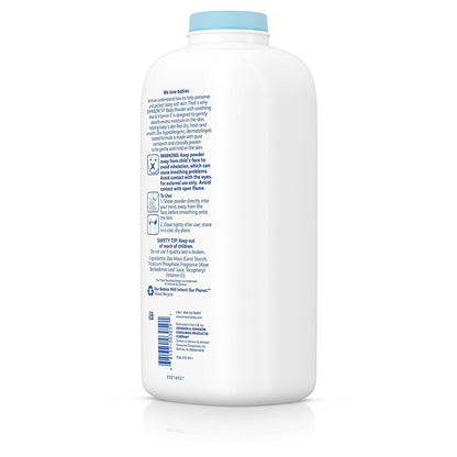 Johnson's Baby Powder with Naturally Derived Cornstarch Aloe & Vitamin E, Hypoallergenic, 22 oz (Pack of 6)