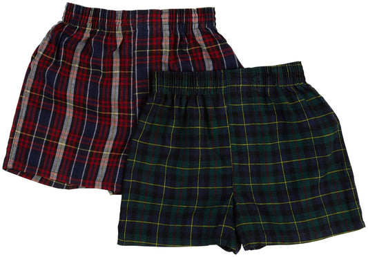 Fruit of the Loom Little Boys' Woven Boxer ,Tartan Plaids,4T(Pack of 2)