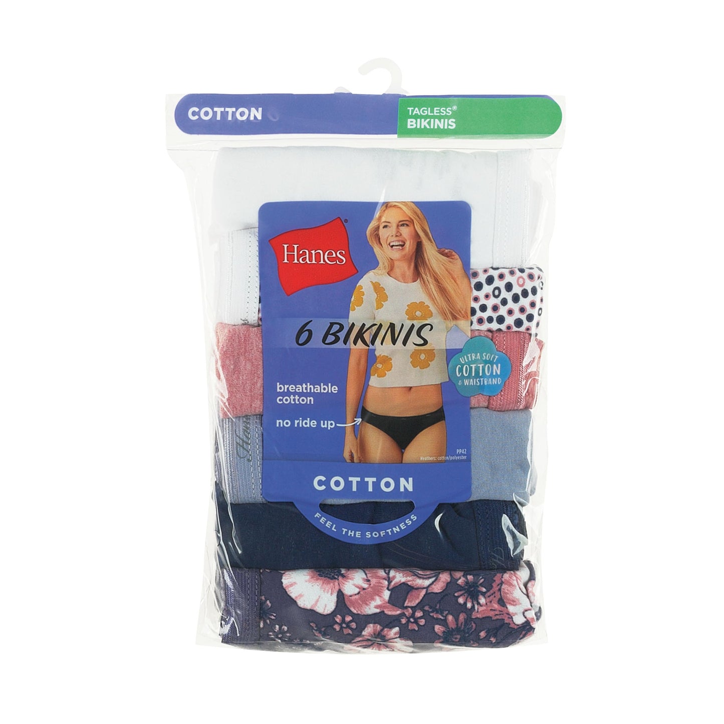 Hanes Women's Bikini Panties Pack, Moisture-Wicking Cotton Bikini Underwear for Women 6-Pack (Colors May Vary)