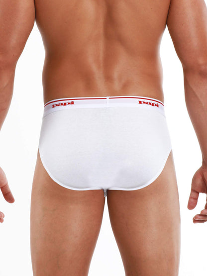 Papi Men's Cotton Low Rise Brief Pack of 3 Underwear, White, Medium