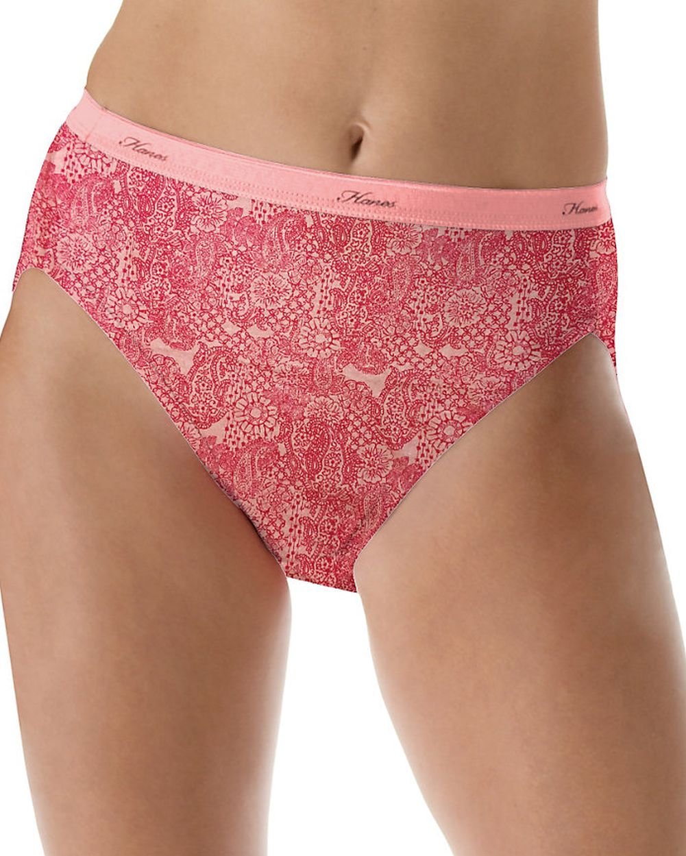 Hanes Women's 6 Pack Hi-Cut Lace Effects Panty, Assorted, 10