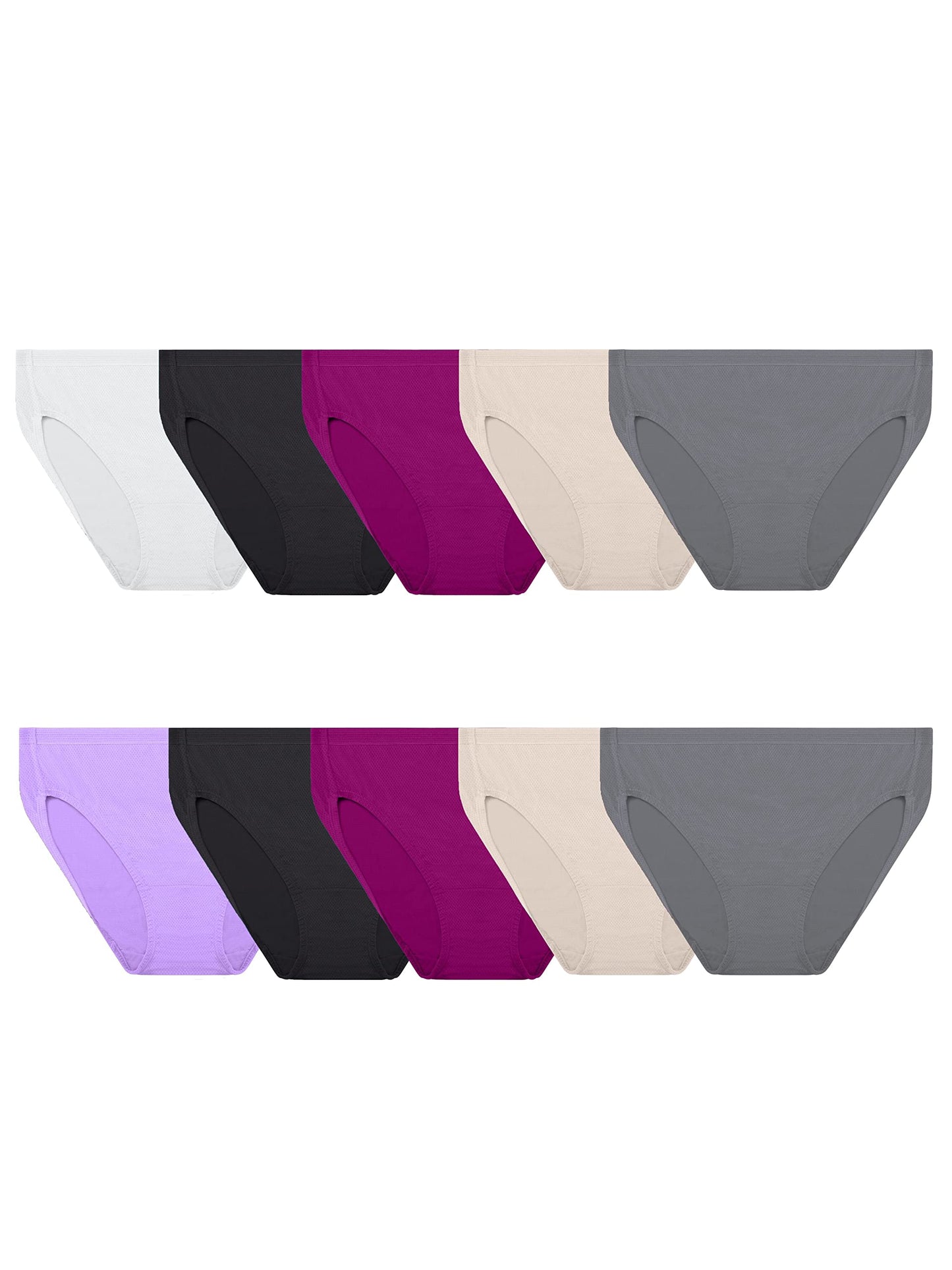 Fruit Of The Loom Womens Breathable Underwear, Moisture Wicking Keeps You Cool & Comfortable, Available In Plus Size Briefs, Micro Mesh - Low Rise Brief - 6 Pack - Colors May Vary, 10 US