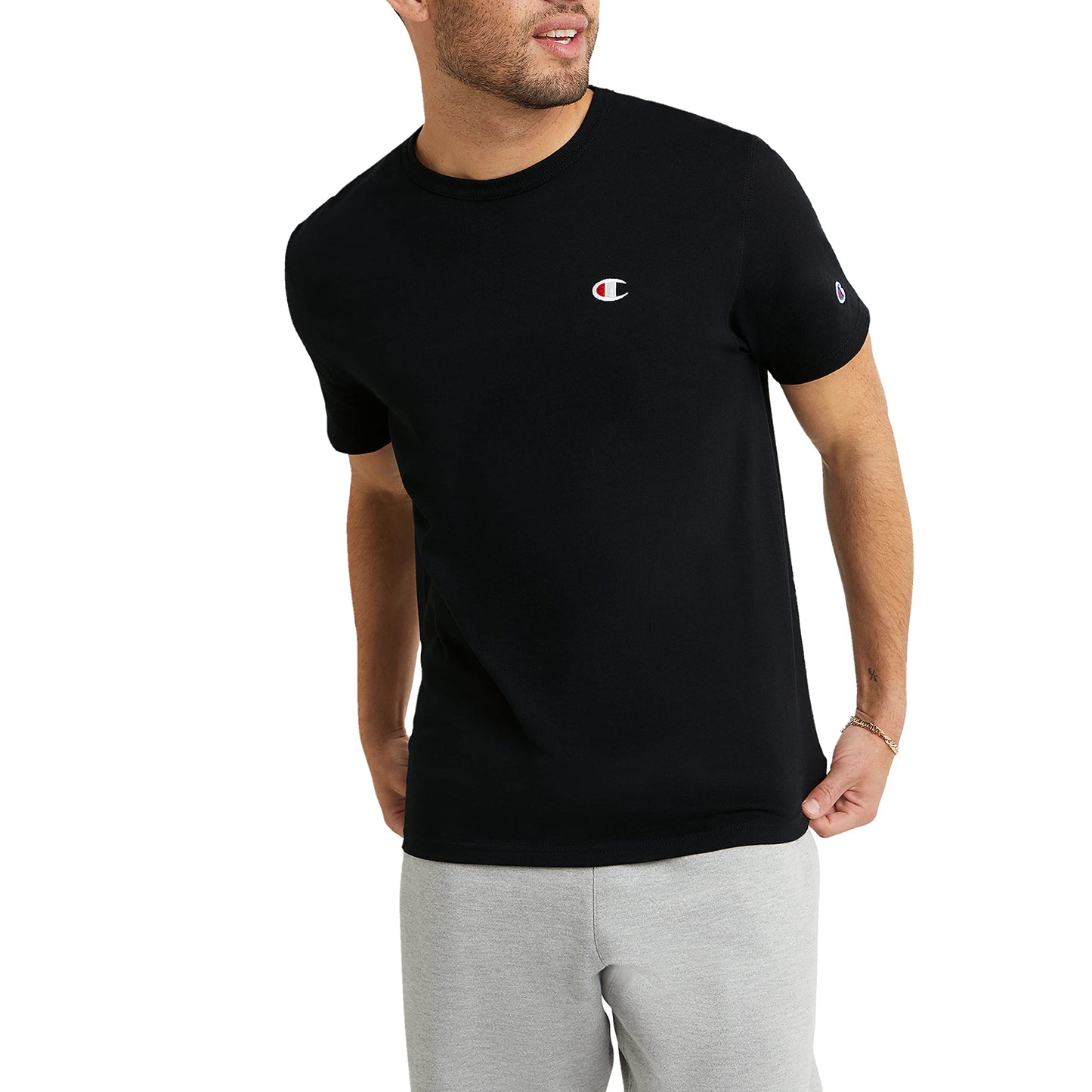 Champion Men's Heritage Tee, Left Chest Script, Oxford Gray-Y06819, X Large