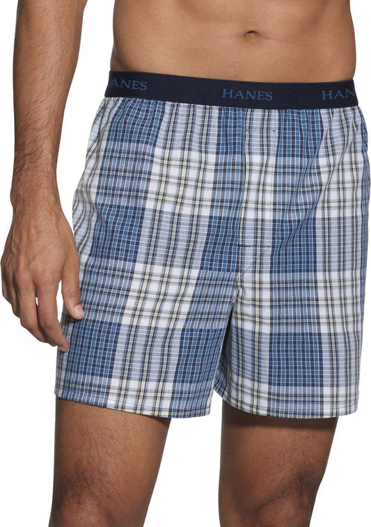 Hanes Ultimate mens Yarn Dye Exposed Waistband - Multiple Packs and Colors boxer shorts, Assorted Plaid 5 Pack, X-Large US