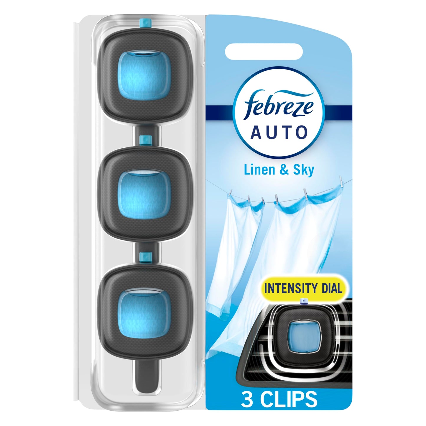 Febreze Car Vent Clips Linen and Sky Air Freshener, 0.04 Pound