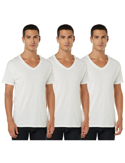 Hanes by Men's ComfortSoft V-Neck Undershirt 3-Pack, White, XL