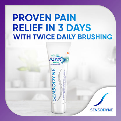 Sensodyne Rapid Relief Sensitive Toothpaste, Extra Fresh - 3.4 Ounces (Pack of 3)