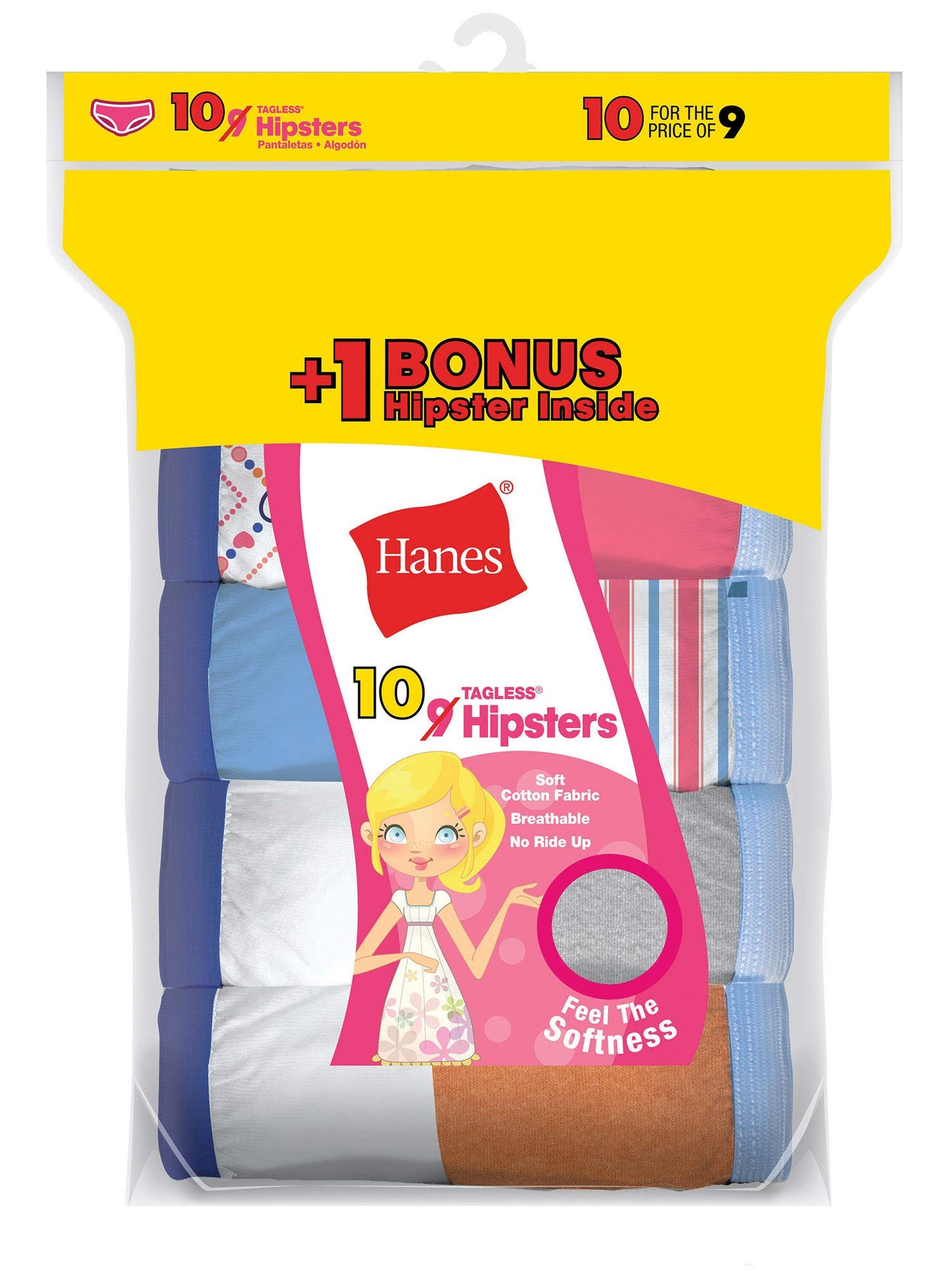 Hanes Girls' Hipster Multipack 10Pack (Asst Mix Hipsters, 6)