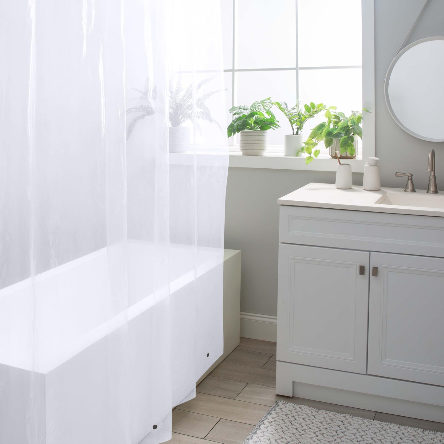 Bath Bliss PVC Heavy Weight Shower Curtain Liner | 4G | 70"x72" | Rust Resistant Copper Grommets | Magnetic Hem | Frost