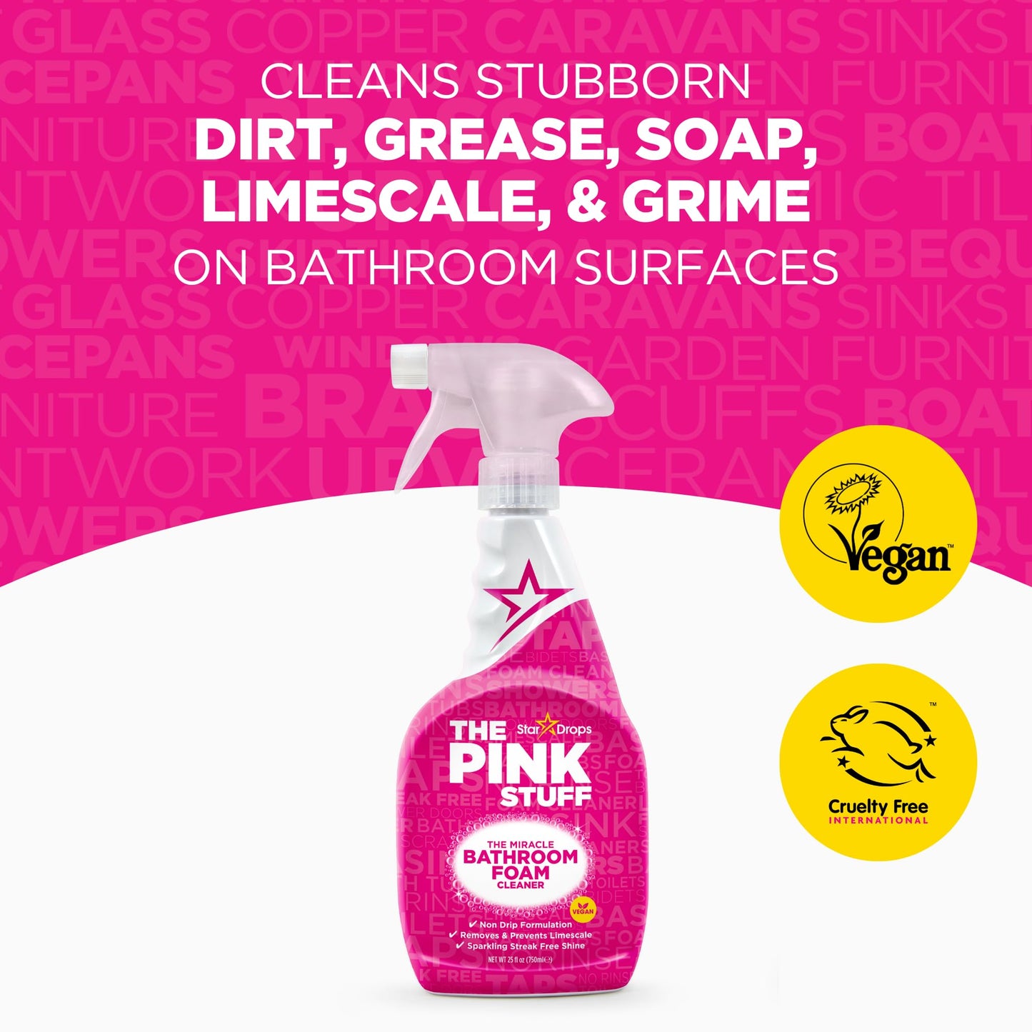 Stardrops - The Pink Stuff - The Miracle Cleaning Paste, Multi-Purpose Spray, And Bathroom Foam 3-Pack Bundle