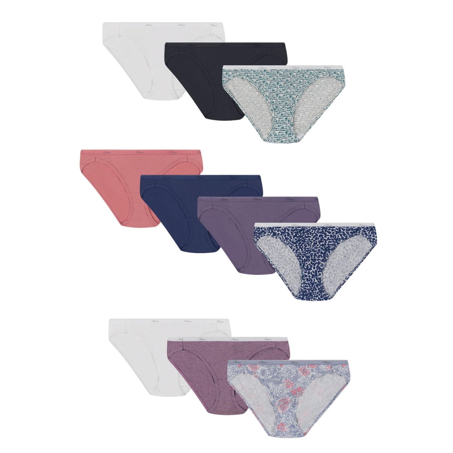 Hanes Women's Cotton Bikini 10-Pack 9 Assorted
