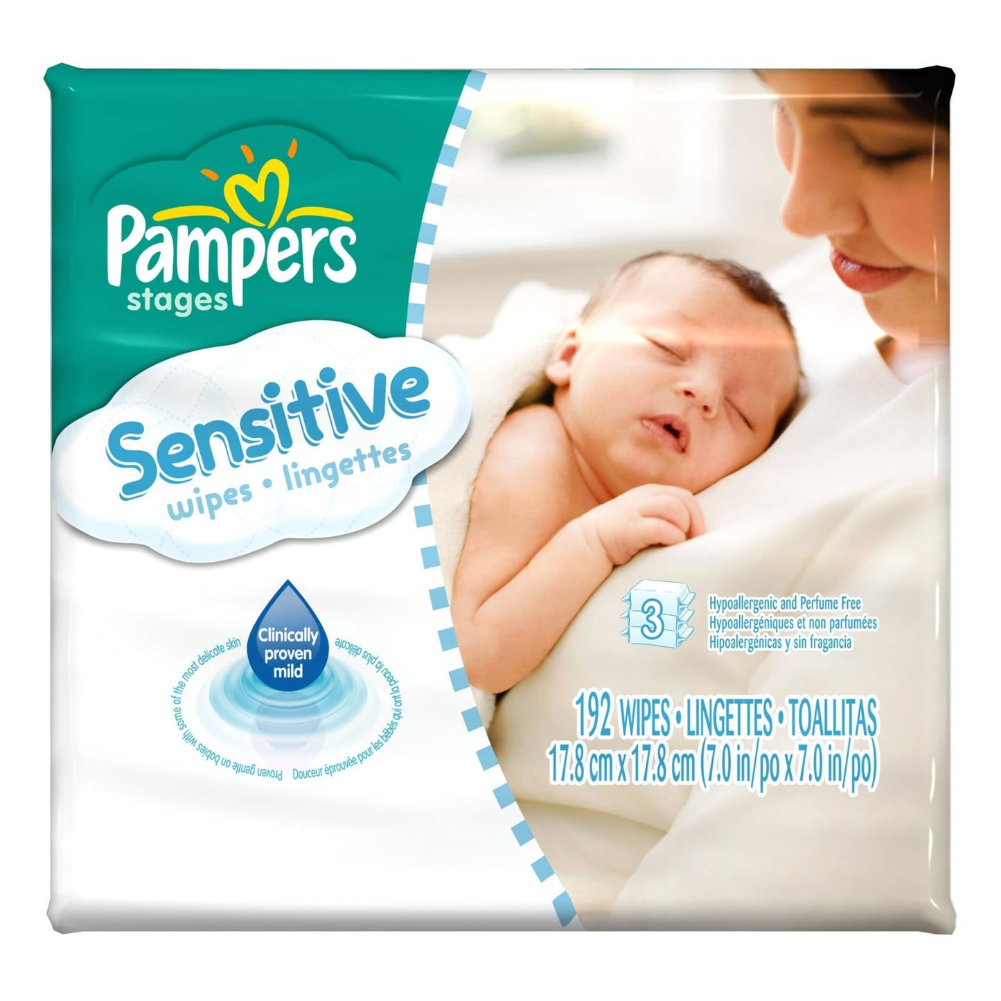 Pampers Sensitive Water Based Baby Wipes 5X Refill Packs, 64 Count (Pack of 5)