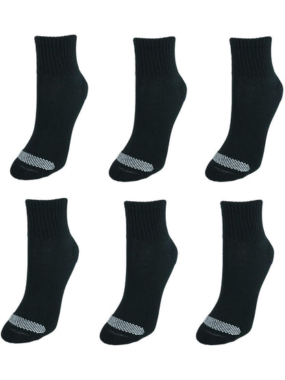 Hanes womens Cool Comfort Toe Support Ankle Socks, 6-pair Pack Casual Sock, Black/White Vent, One Size US