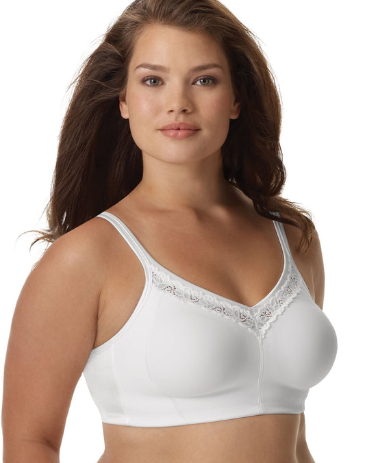 Just My Size Women's Side & Back Smoothing Wire Free Plus Size Bra (1259), White, 42D