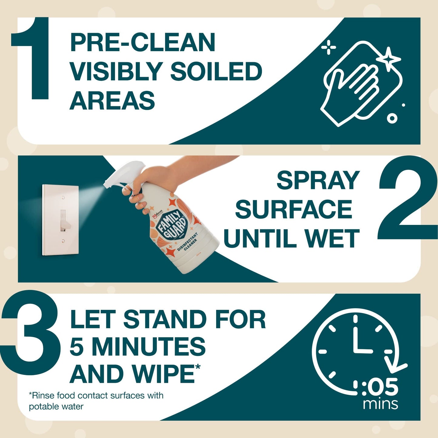 FAMILYGUARD Brand Disinfectant Spray Trigger & Multi Surface Cleaner, Antibacterial Spray, Expertly Formulated for Use In Homes with Children & Pets, Citrus Scent, 32 oz (Pack of 3)