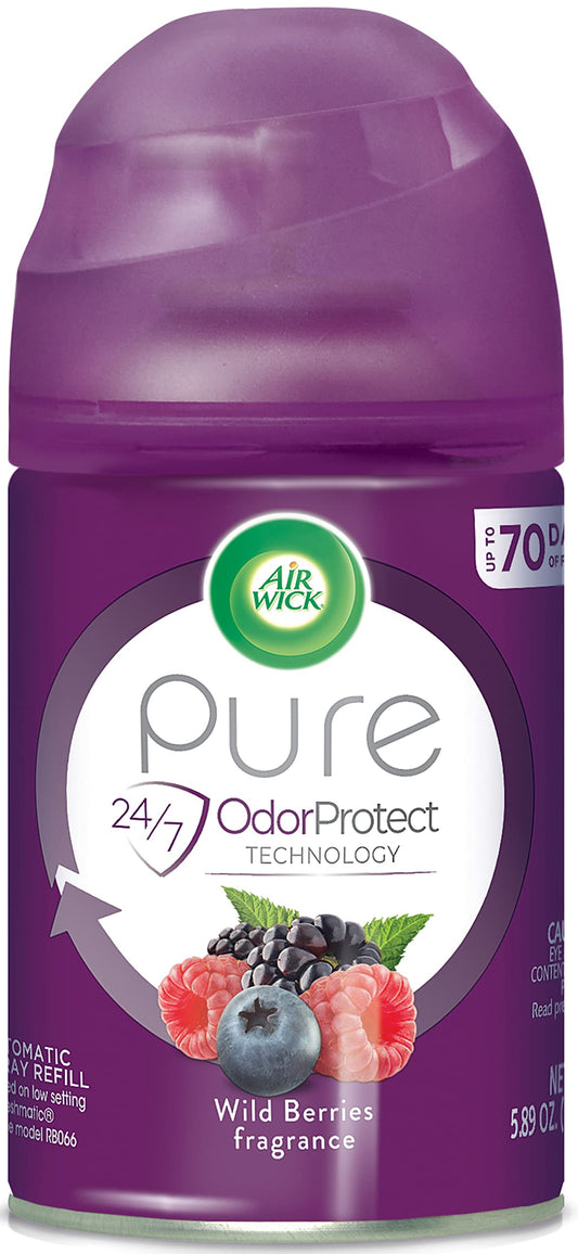 Air Wick Pure Freshmatic Refill Automatic Spray, Wild Berries, 1ct, Air Freshener, Essential Oil, Odor Neutralization, Packaging May Vary