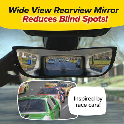 Angel View Wide-Angle Rearview Mirror, As Seen On TV Black Convex Car Mirror Installs in Seconds and Fits Most Cars, SUVs & Trucks, Holiday Gift, 4 Pack