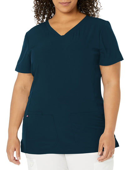 HeartSoul Women's Pitter-Pat V-Neck Scrubs Shirt, Khaki, XX-Small