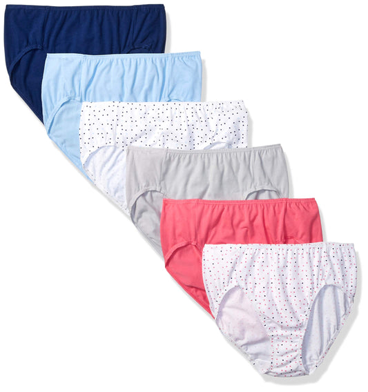 Fruit of the Loom Cotton Stretch Hi-Cut Brief Panties - 6 Pack (6DCSHCU) 8/Assorted