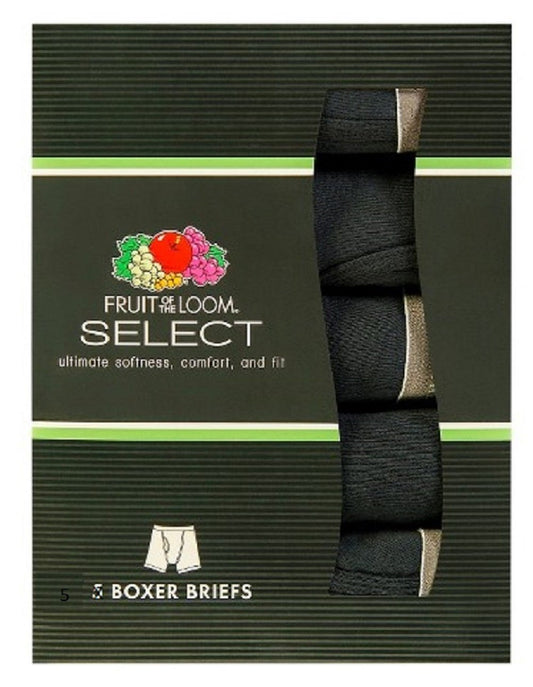 Fruit of the Loom Select® Mens 5 Pack Boxer Briefs (X-Large, Black)