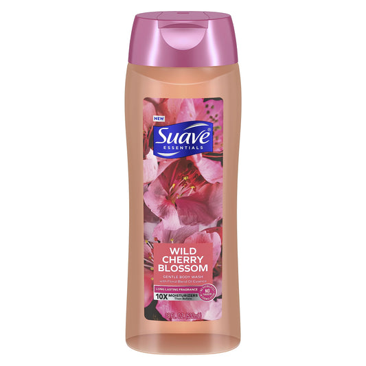 Suave Essentials Wild Cherry Blossom Body Wash, 18 Fl. Oz., Pack of 2