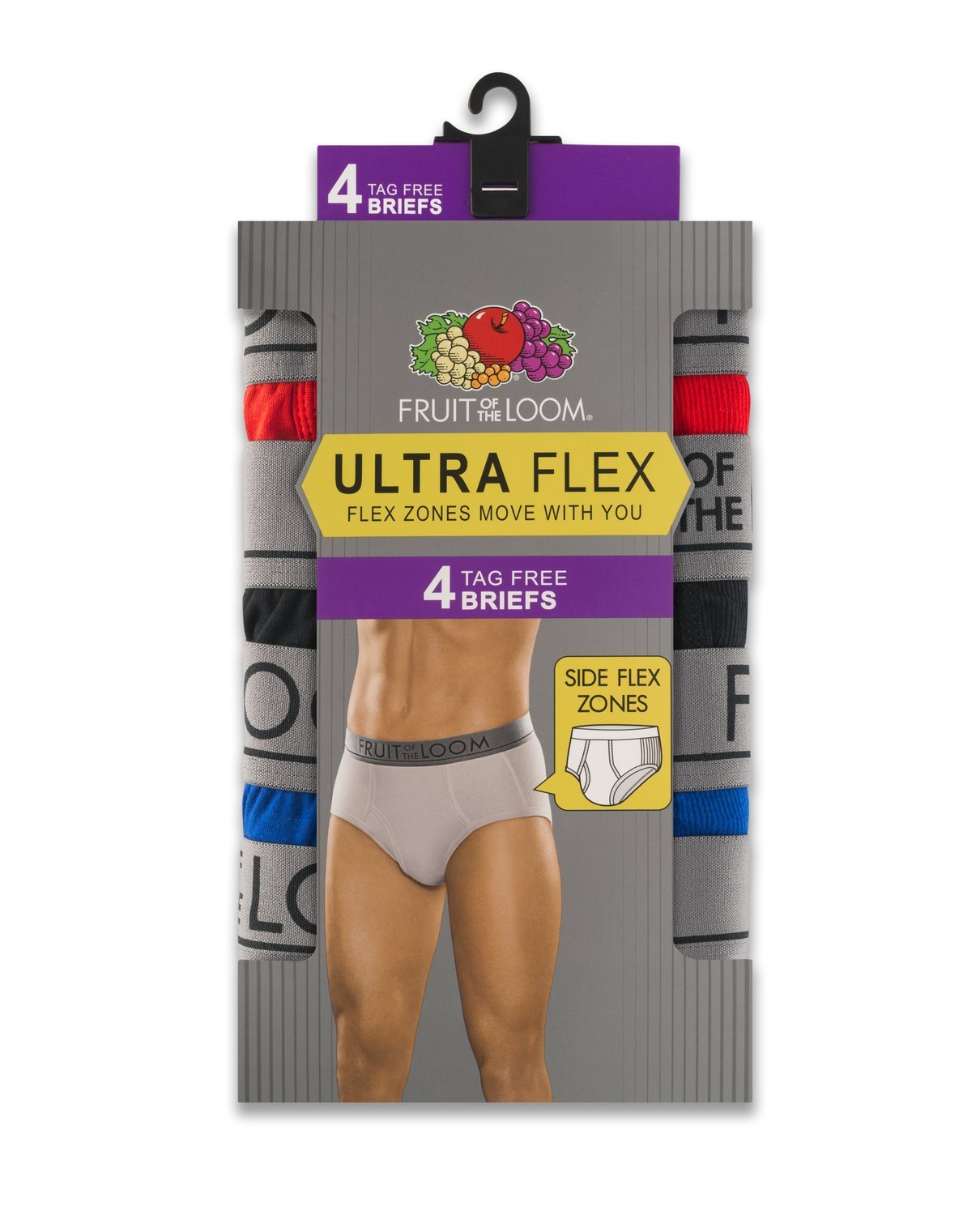 Fruit of the Loom Men's 4pk Ultra Flex Brief, Assorted, Small