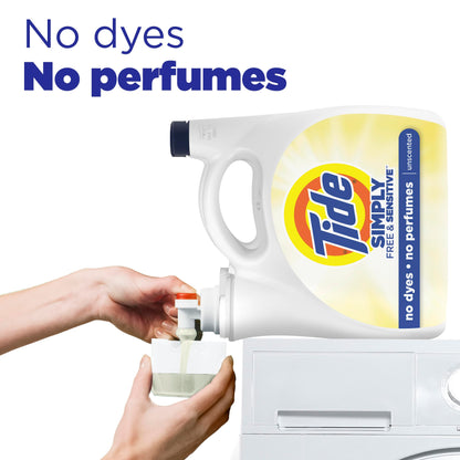 Simply Liquid Laundry Detergent, Free & Sensitive, 128 Oz, 89 Loads