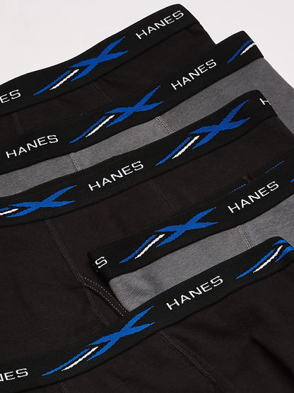 Hanes 5-Pack Men's X-Temp Comfort Cool Boxer Briefs, Black/Gray, X-Large