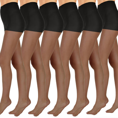 L'eggs Everyday Control Top Sheer Toe Pantyhose for All Day Comfort, 100% Nylon, Off Black, Size Q (Pack of 6)