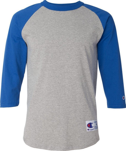 Champion Raglan Baseball T-Shirt, Grey/Blue, S