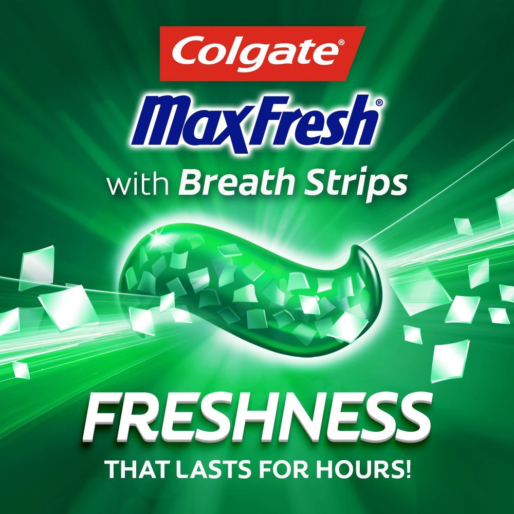 Colgate Max Fresh Whitening Toothpaste with Mini Breath Strips, Clean Mint, 36 Ounce (Pack of 6)