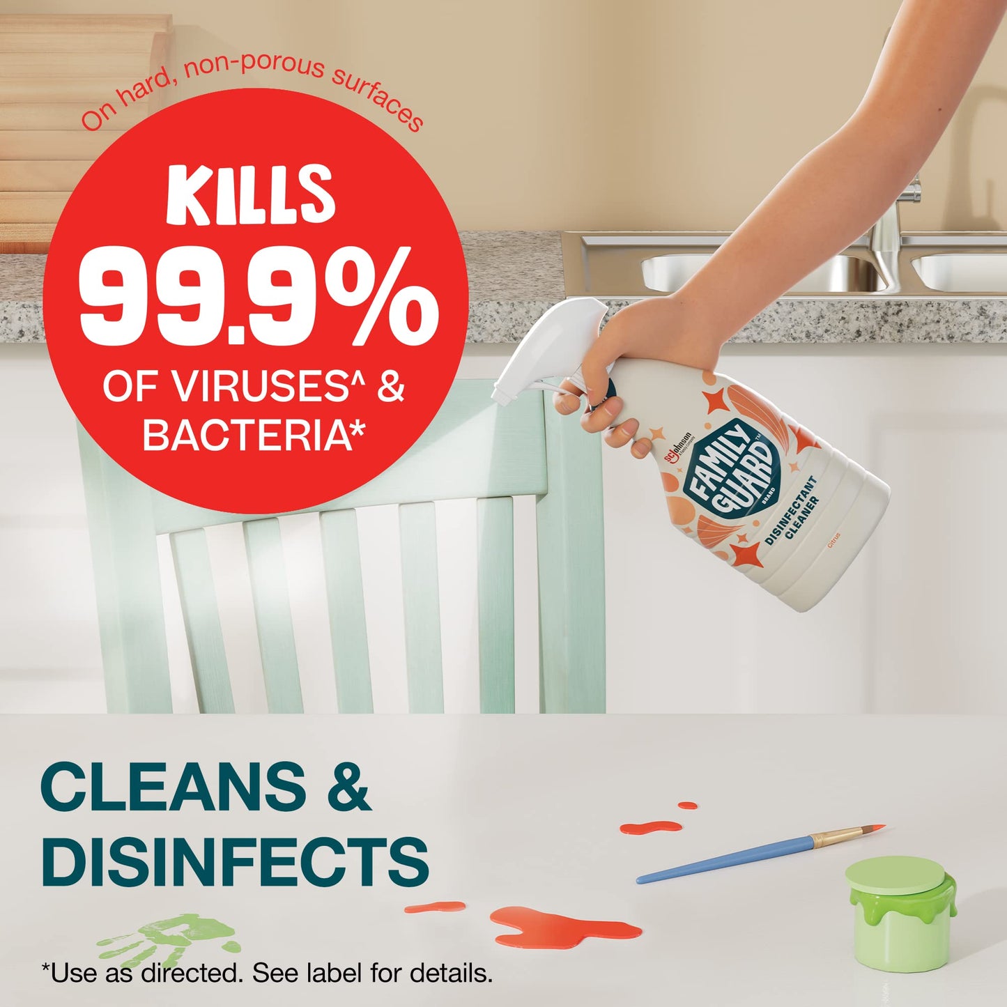 FAMILYGUARD Brand Disinfectant Spray Trigger & Multi Surface Cleaner, Antibacterial Spray, Expertly Formulated for Use In Homes with Children & Pets, Citrus Scent, 32 oz (Pack of 3)
