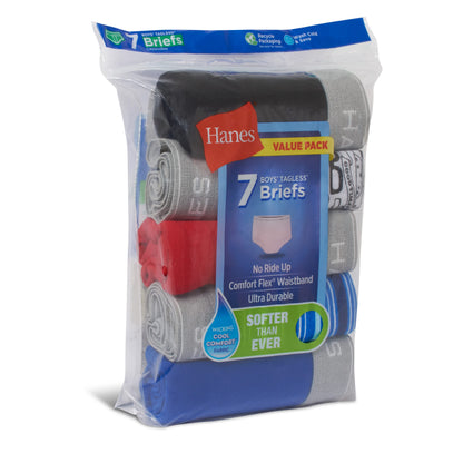 Hanes Boys' 7-Pack Dyed Briefs, Assorted, Medium