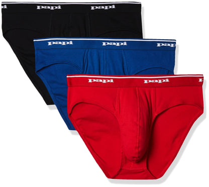 Papi Men's Cotton Low Rise Brief Pack of 3 Underwear, White, Medium