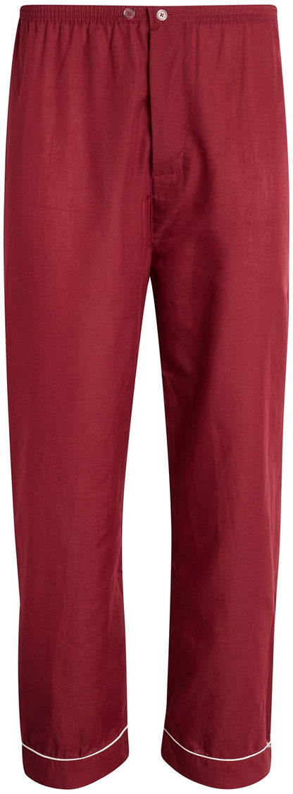 Ten West Apparel Men's 2-Piece Pajama Set with Short Sleeve Shirt and Long Pants, Size Small, Burgundy