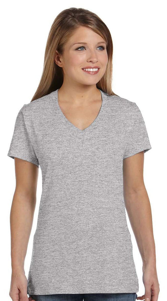 Hanes Ladies Nano-TCotton V-Neck T-Shirt, XS, Lt Steel