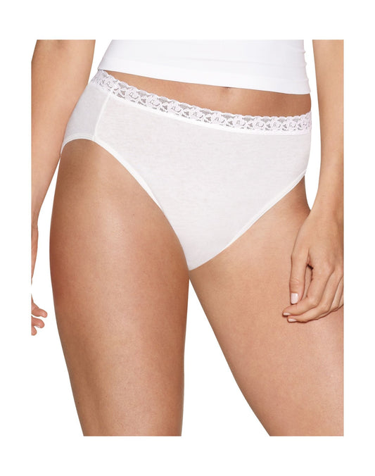 Hanes Women's Cotton No Ride Up Hi-Cut Panties with Lace 5-Pack, Assorted, Size - 9