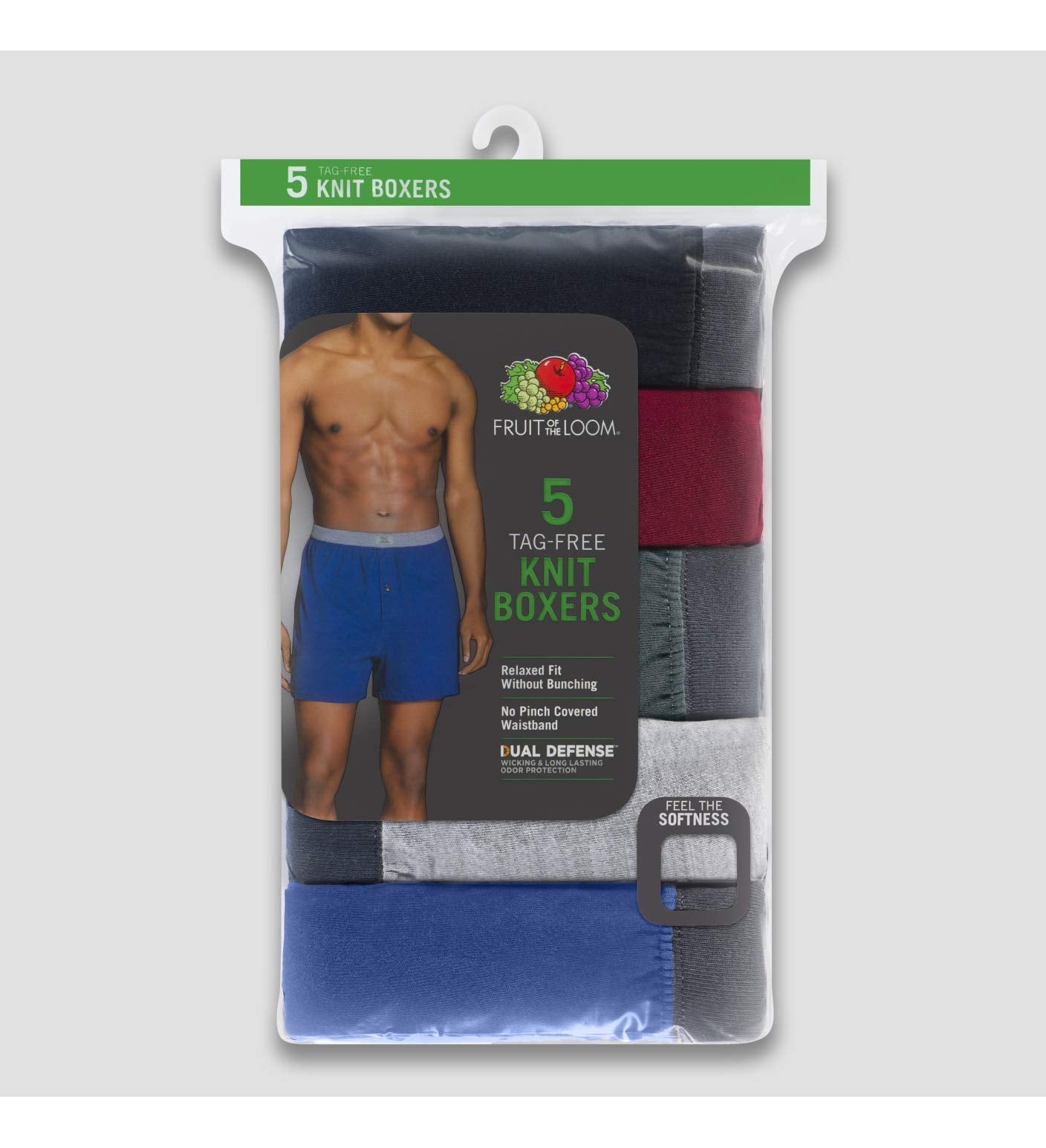 Fruit Of The Loom Mens Knit Boxers 5 Pack, S, Assorted