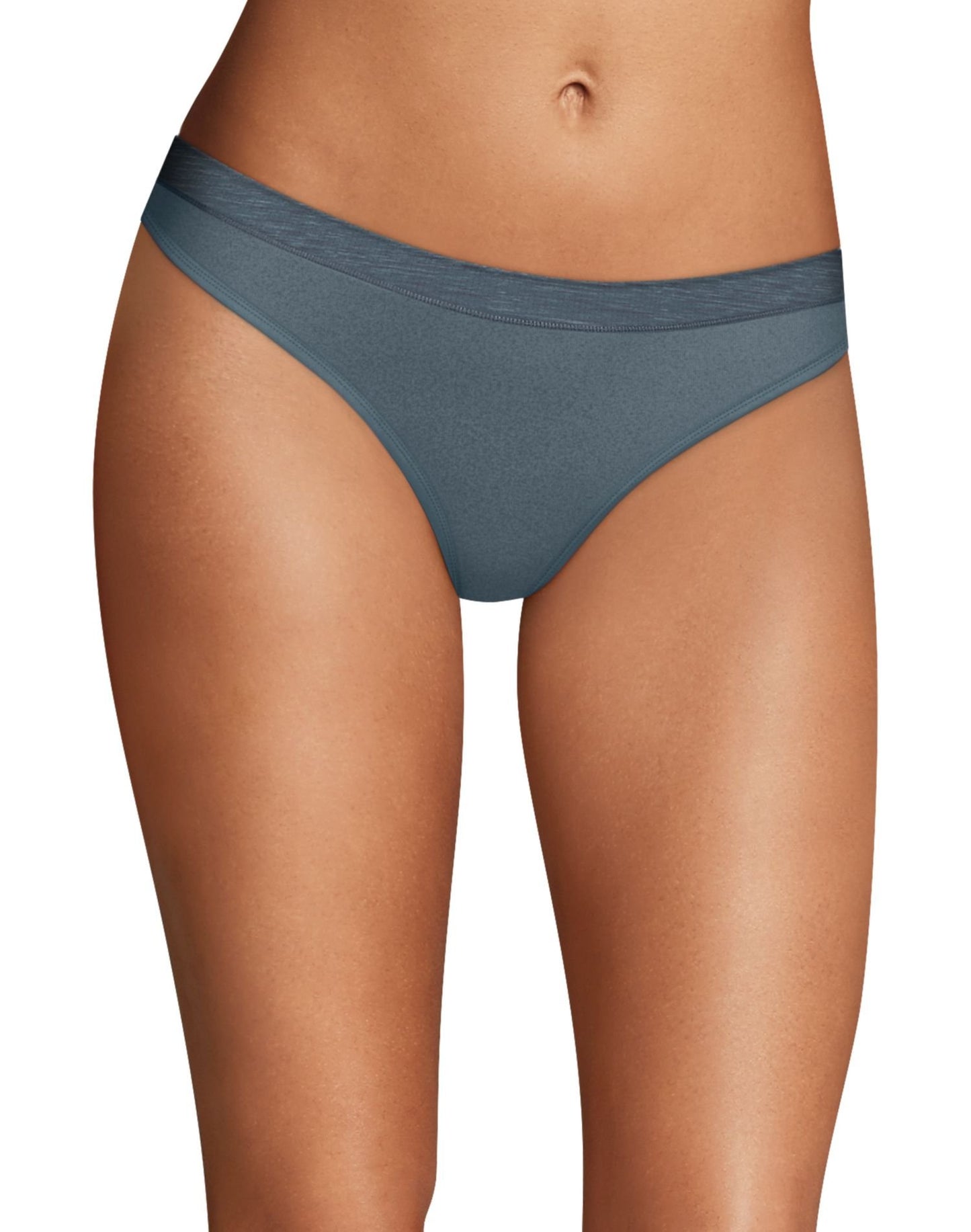 Maidenform Women's Sport Thong, Painterly wash Grey Print/Black Heather, 7
