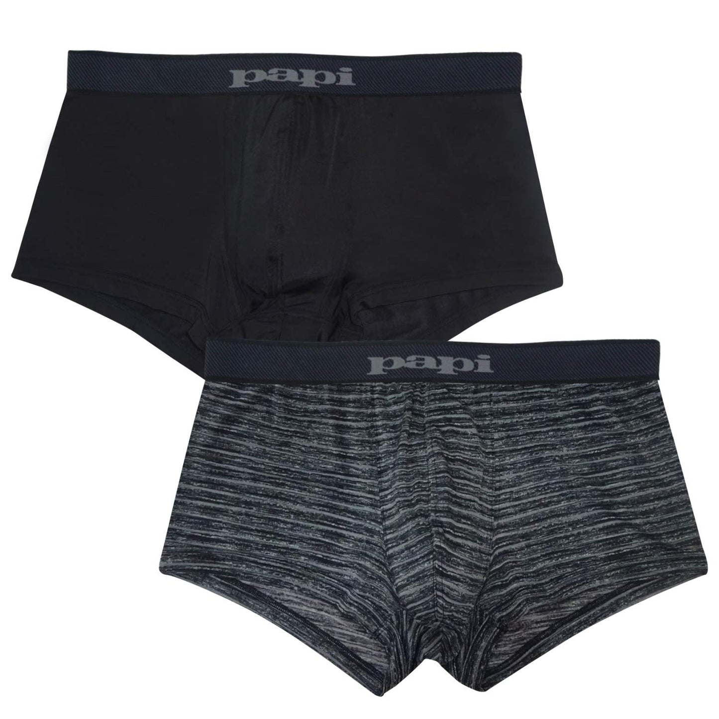 Papi Men's Brazilian Cool Trunk Boxer Briefs Pack of 2 Comfort Fitting Underwear, Plaid-Black/Red, X-Large