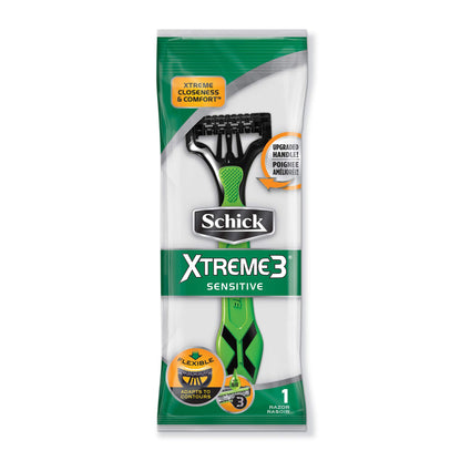 Schick Xtreme 3 Senstive Skin Disposable Razors for Men With New Heavyweight Handle, 1 Count (Pack of 18)