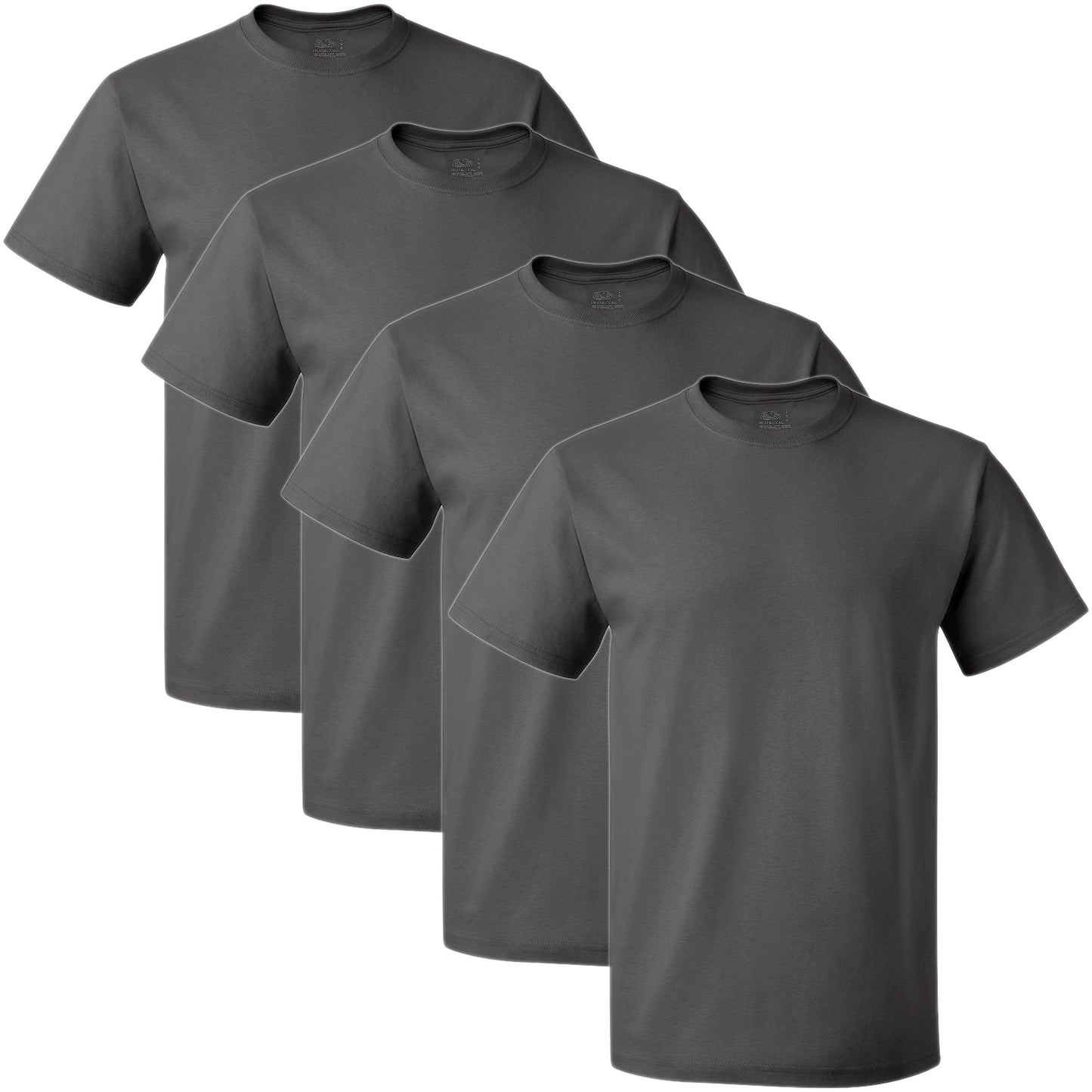 Fruit of the Loom Men's Lightweight Cotton Tees (Short & Long Sleeve), Crew-4 Pack-White, X-Large