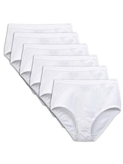 Fruit of the Loom Women's Eversoft Cotton Brief Underwear, Tag Free & Breathable, Brief-144 Pack-White, 5