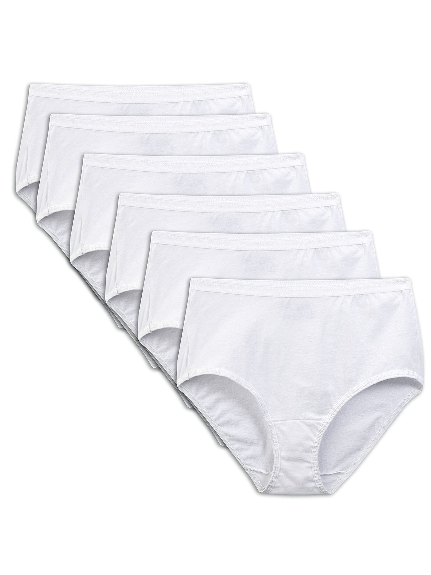 Fruit of the Loom Women's Eversoft Cotton Brief Underwear, Tag Free & Breathable, Available in Plus Size, 144 Pack-White, 9