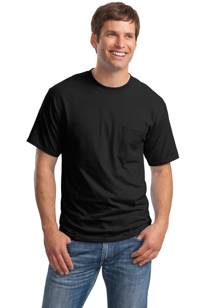 Hanes Men's 2 Pack Short-Sleeve Pocket Beefy-T (Black, Medium/38-40" Chest)