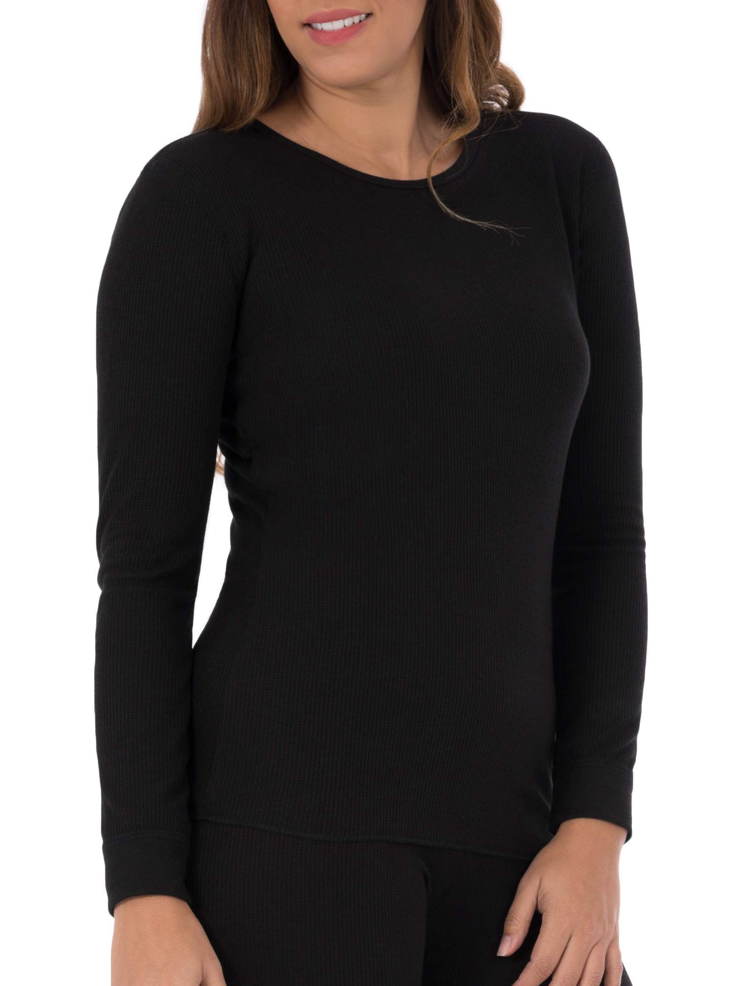 Fruit of the Loom Women's Waffle Thermal Underwear Top, Black Soot, XX-Large