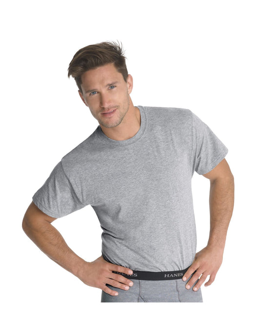 Hanes Classics Men's Crewneck Undershirt Small Black and Grey