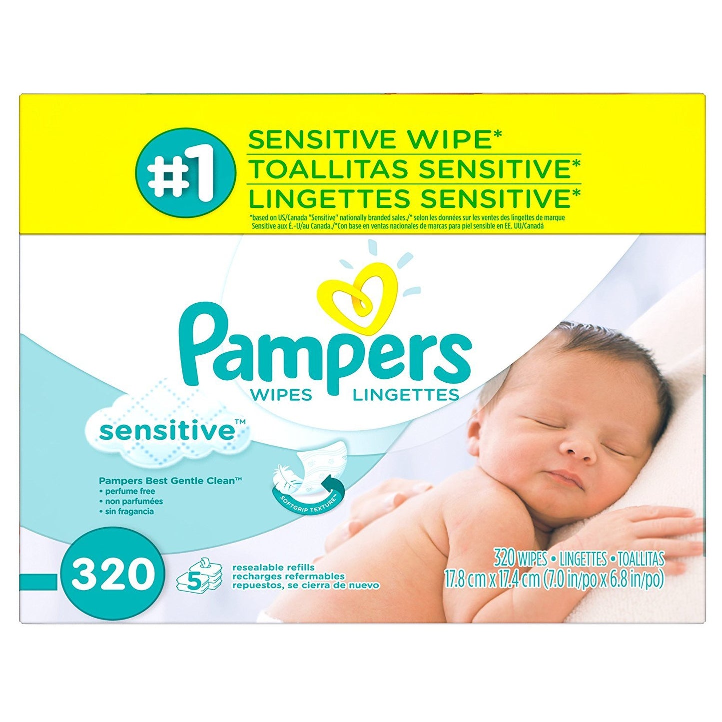 Pampers Baby Wipes Sensitive NnNaXf, 320 Count