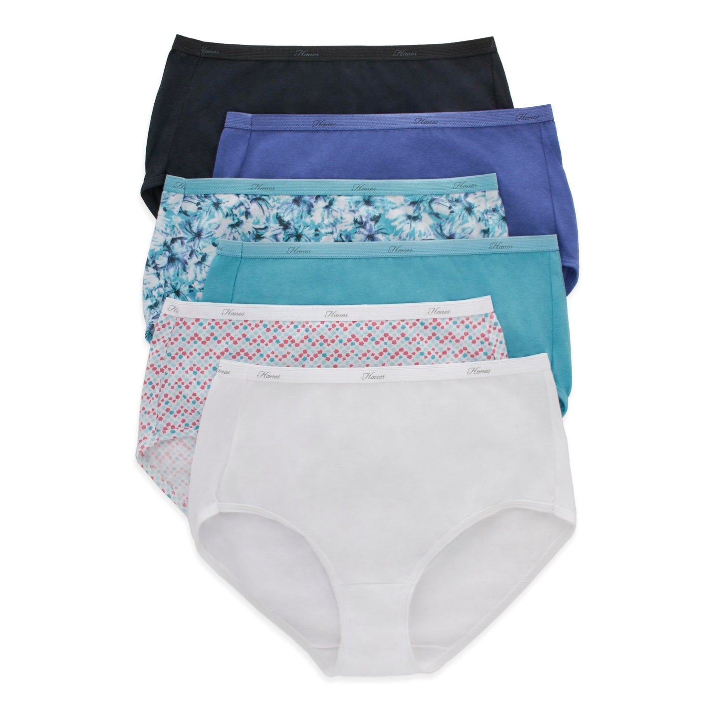 Hanes Women's Panties Pack, 100% Cotton Underwear, Moisture-Wicking Briefs Underwear, Ultra-Soft and Breathable, Tagless Multipack, Size 7